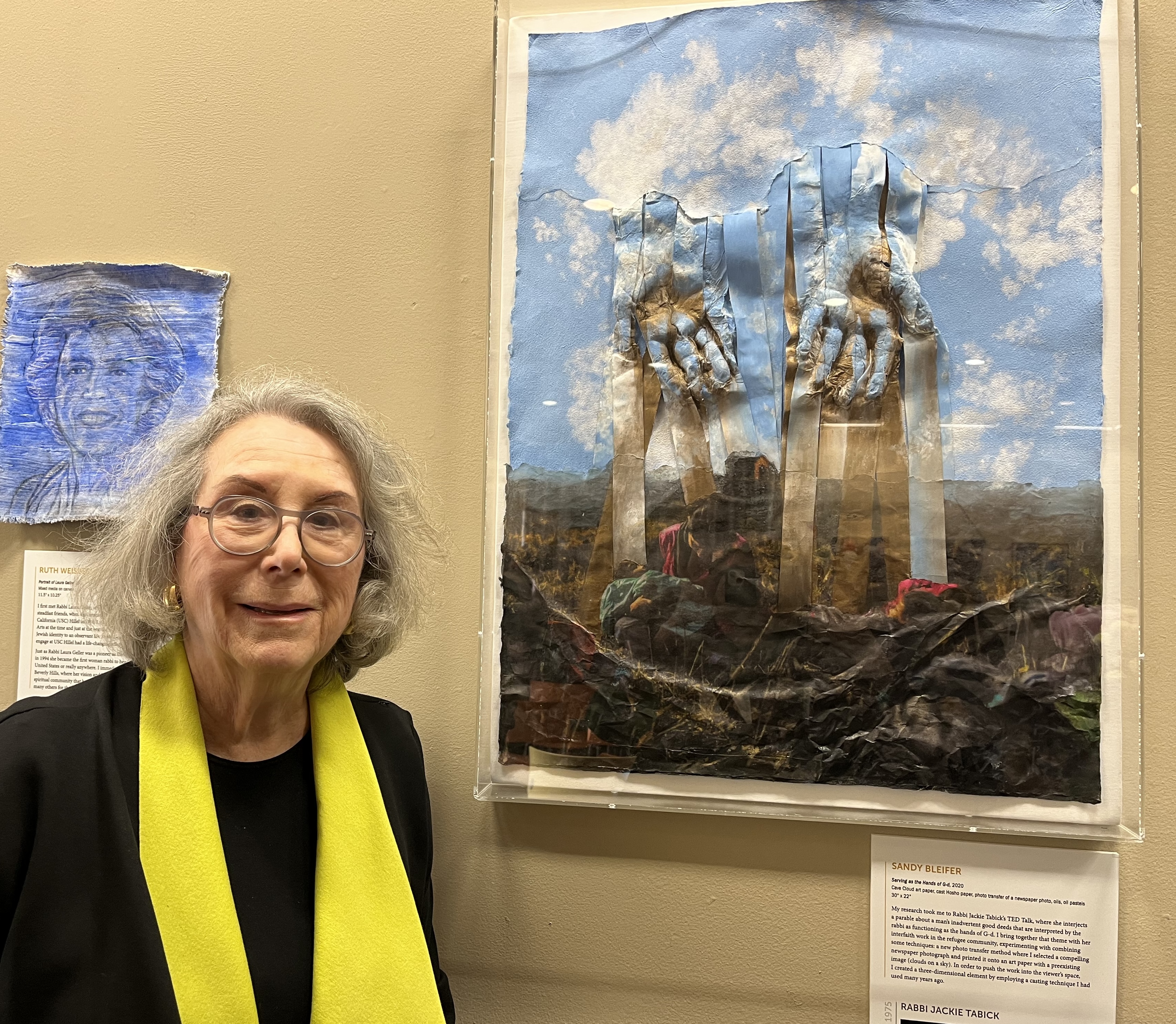Sandy Bleifer with artwork